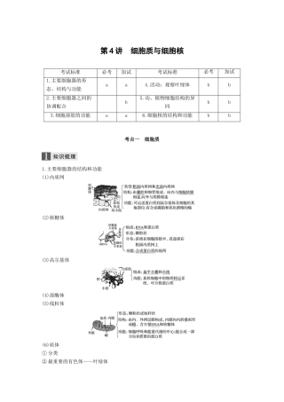 （浙江选考）高考生物一轮总复习 第一单元 细胞的分子组成与结构 第4讲 细胞质与细胞核学案-人教版高三全册生物学案