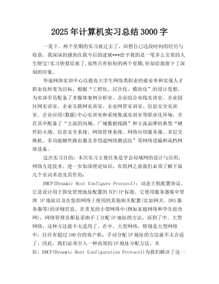 2025年计算机实习总结3000字