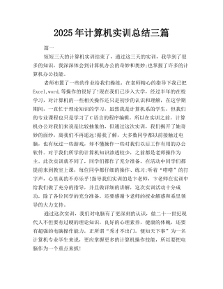2025年计算机实训总结三篇
