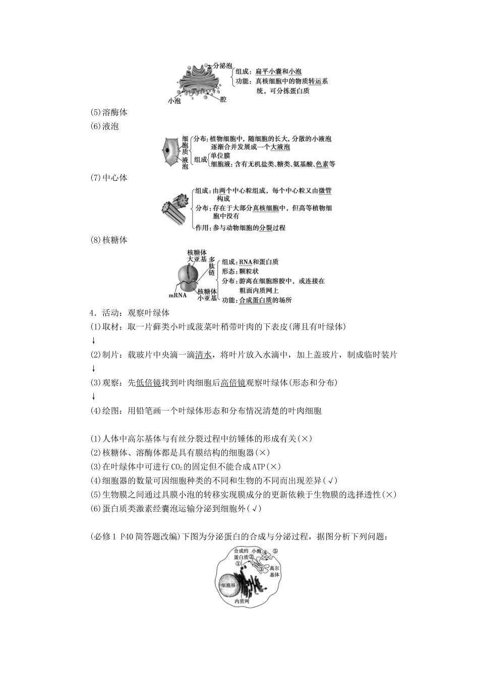 （浙江选考）新高考生物一轮复习 专题2 细胞的结构 第4讲 细胞质与细胞核教学案 新人教版-新人教版高三全册生物教学案_第2页