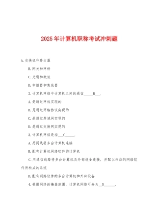 2025年计算机职称考试冲刺题