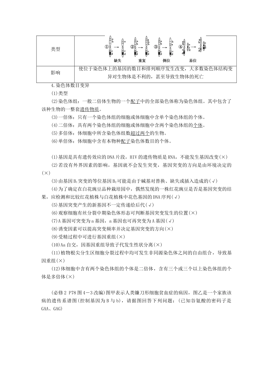 （浙江选考）新高考生物一轮复习 专题7 生物的变异与进化 第19讲 生物的变异教学案 新人教版-新人教版高三全册生物教学案_第2页