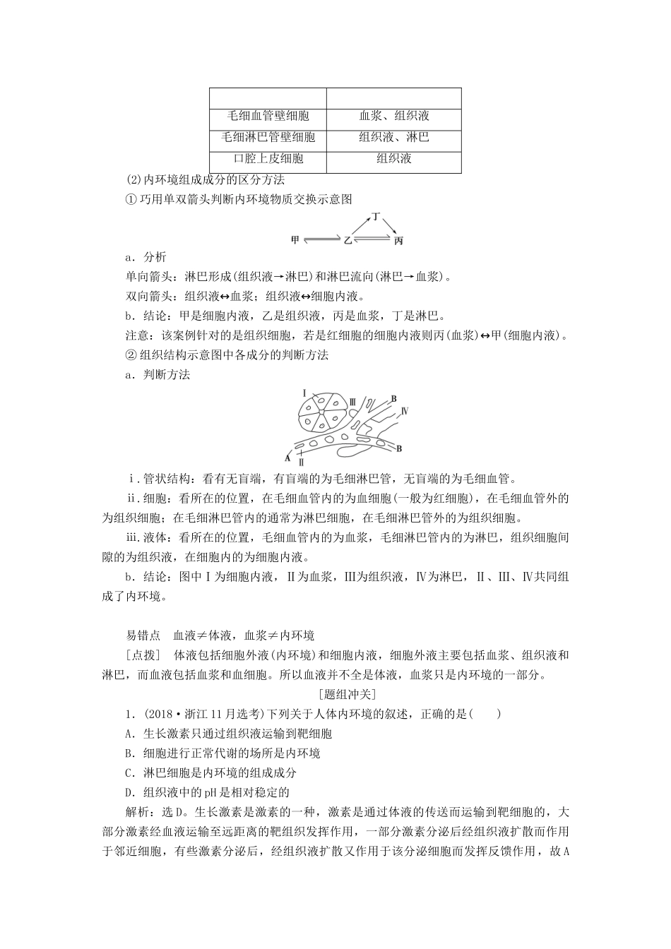 （浙江选考）新高考生物一轮复习 专题8 生命活动的调节与免疫 第22讲 内环境稳态与体温调节教学案 新人教版-新人教版高三全册生物教学案_第2页