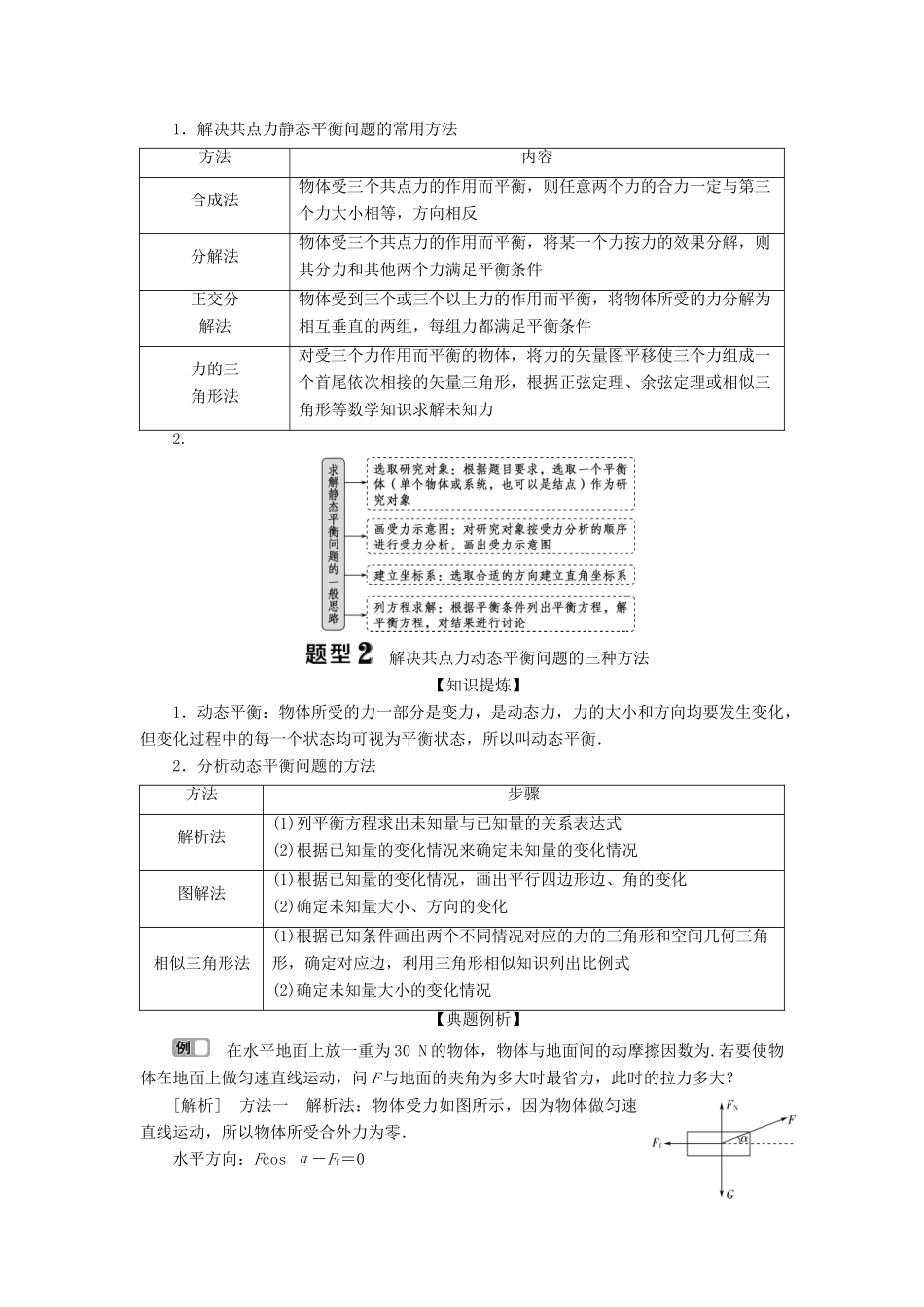 （浙江选考）新高考物理一轮复习 3 第三章 牛顿运动定律 3 题型探究课二 共点力平衡教学案-人教版高三全册物理教学案_第2页