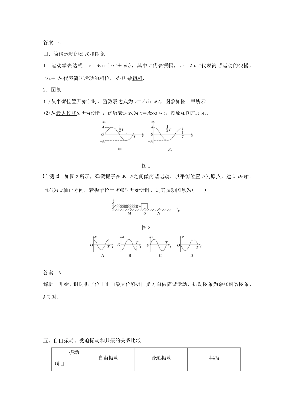 （浙江选考）高考物理大一轮复习 第十一章 机械振动 机械波 第1讲 机械振动学案-人教版高三全册物理学案_第3页