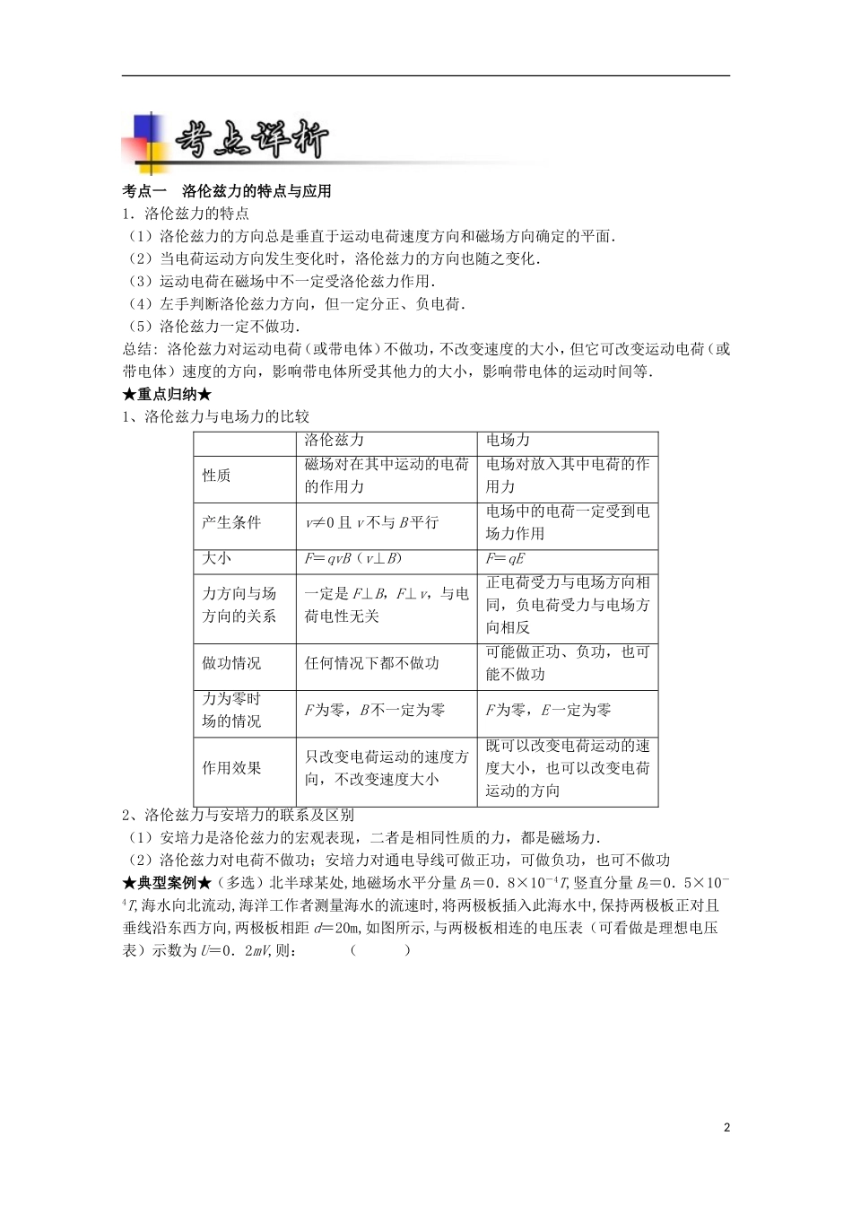 （讲练测）高考物理一轮复习 专题38 洛伦兹力 带电粒子在磁场中的运动（讲）（含解析）-人教版高三全册物理学案_第2页