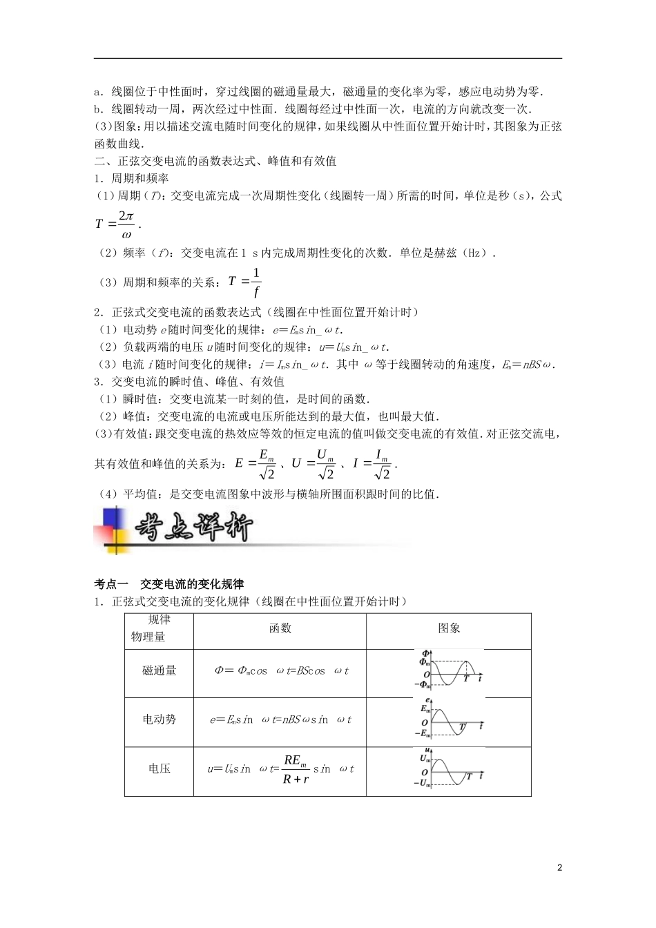 （讲练测）高考物理一轮复习 专题44 交变电流的产生及描述（讲）（含解析）-人教版高三全册物理学案_第2页