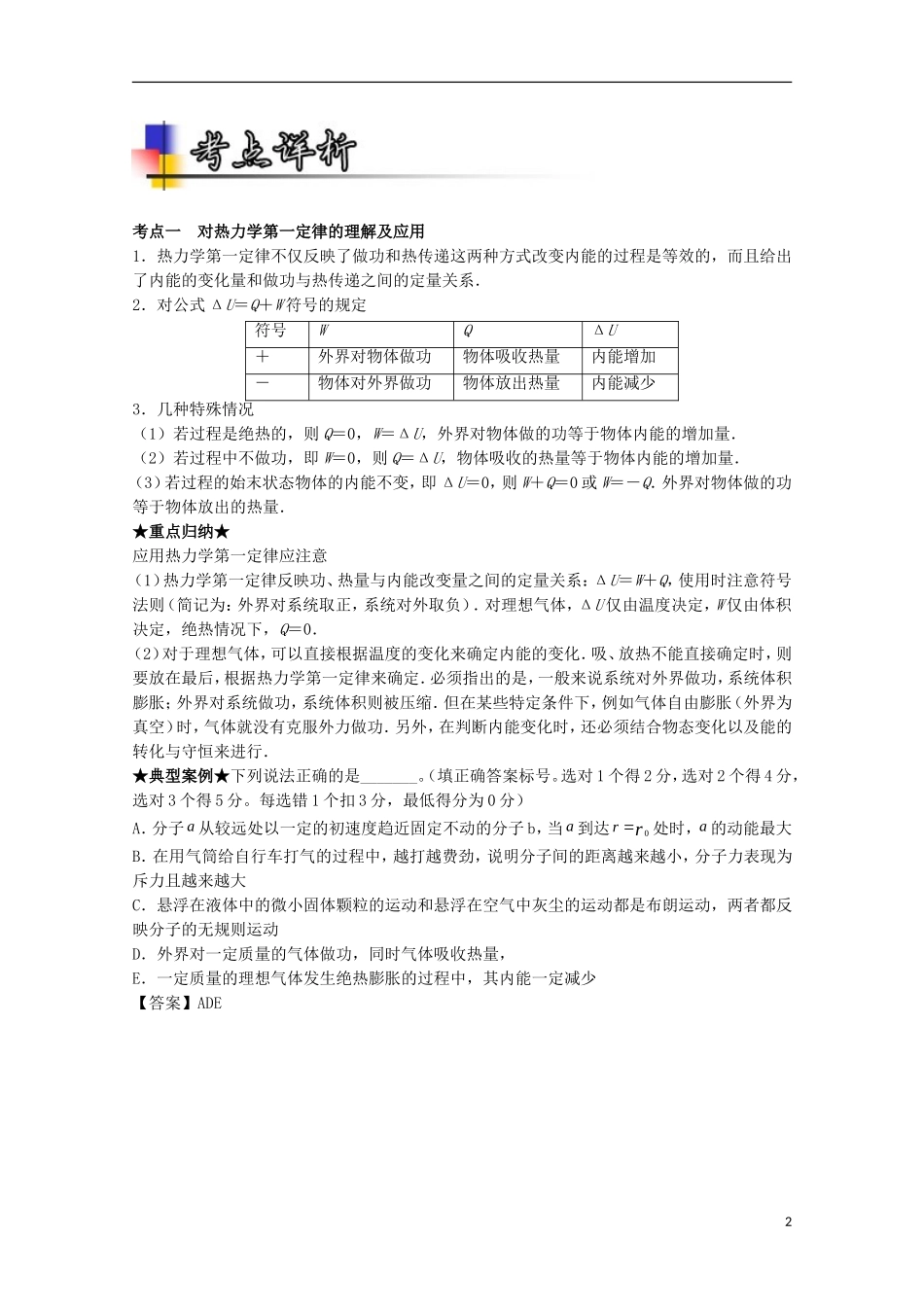 （讲练测）高考物理一轮复习 专题49 热力学定律（讲）（含解析）-人教版高三全册物理学案_第2页