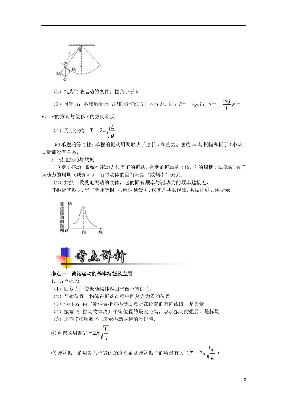 （讲练测）高考物理一轮复习 专题50 简谐运动及其描述 单摆 受迫振动和共振（讲）（含解析）-人教版高三全册物理学案_第2页