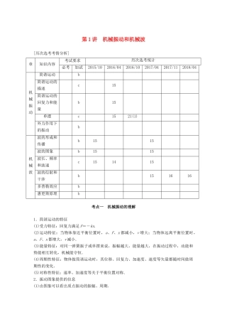 （浙江选考）高考物理二轮复习 专题五 加试选择题题型强化 第1讲 机械振动和机械波学案-人教版高三全册物理学案