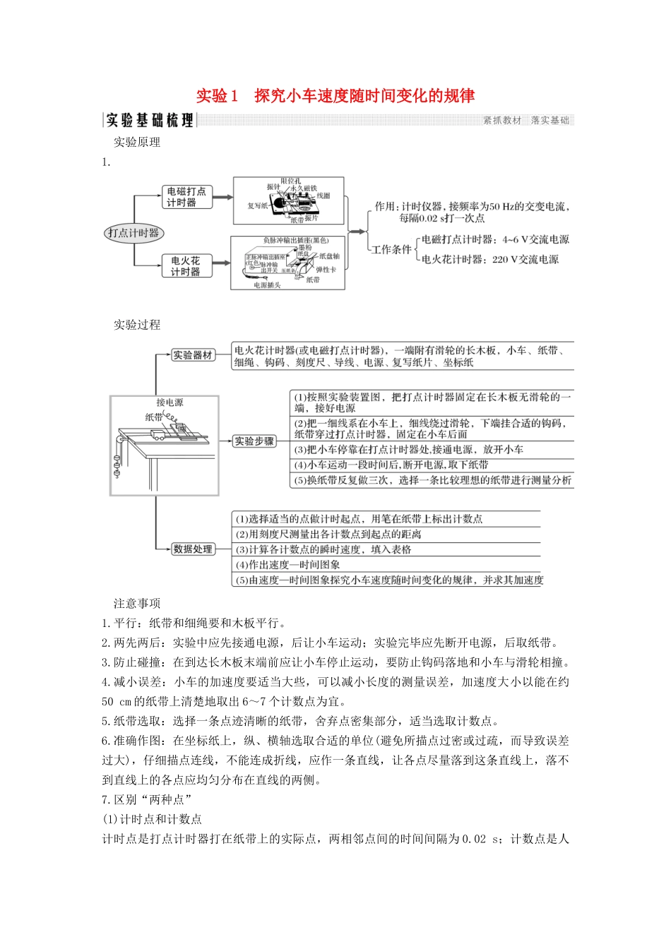 （浙江选考）高考物理一轮复习 第1章 运动的描述 匀变速直线运动的研究 实验1 探究小车速度随时间变化的规律学案-人教版高三全册物理学案_第1页