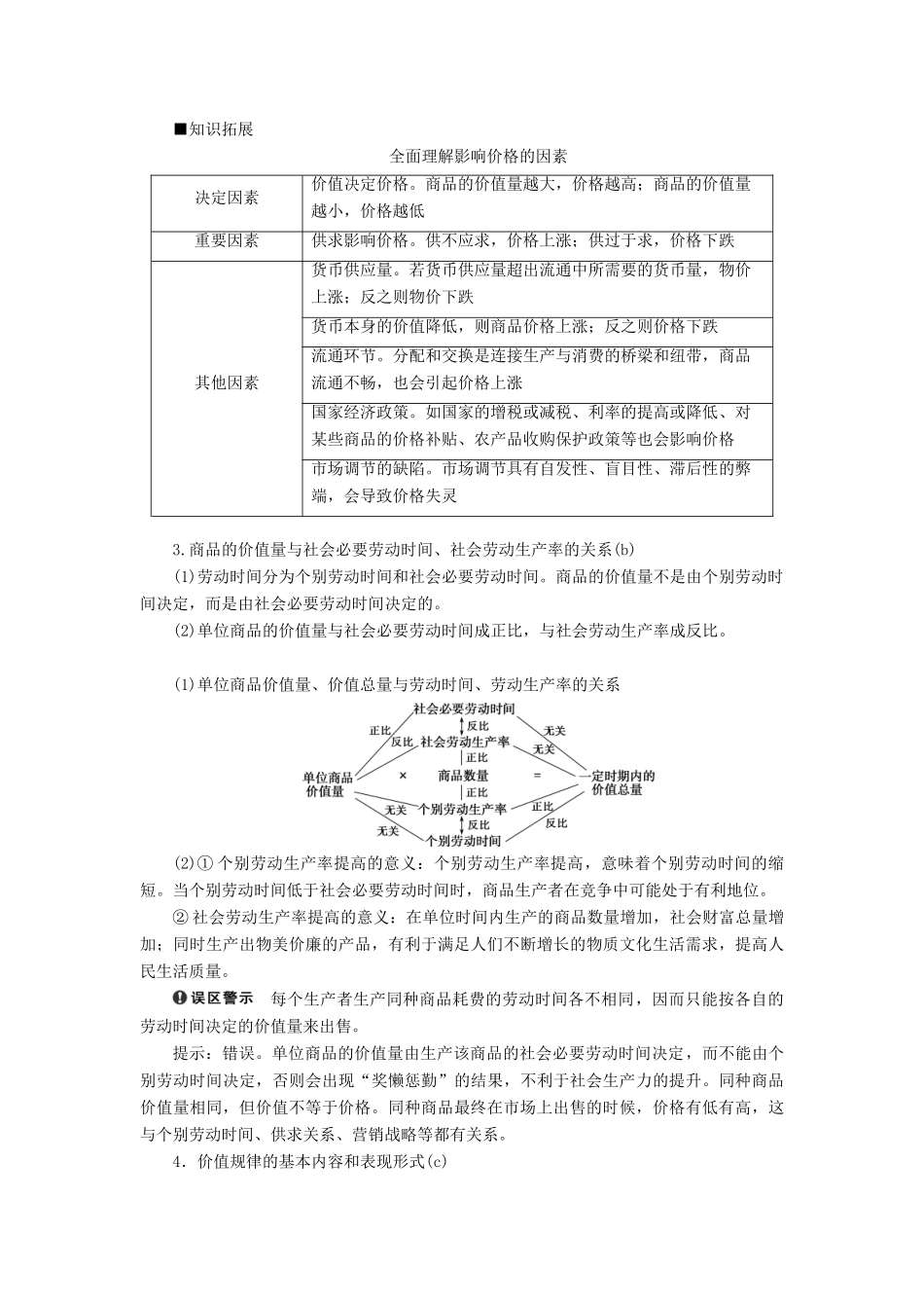 （浙江选考）新高考政治一轮复习 第一单元 生活与消费 2 第二课 多变的价格教学案（必修1）-人教版高三必修1政治教学案_第2页