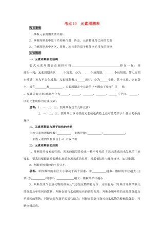 （考前冲刺必备）2013高考化学 不可不知的60大考点 考点10 元素周期表
