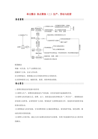 （浙江选考）高考政治一轮复习 经济生活 单元整合 热点聚焦（二）生产、劳动与经营讲义-人教版高三全册政治学案