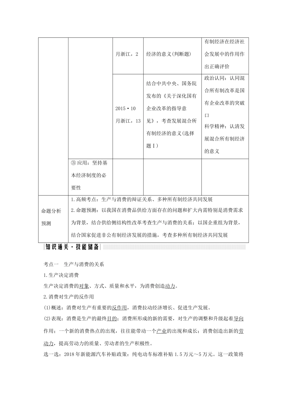 （浙江选考）高考政治一轮复习 经济生活 第二单元 生产、劳动与经营 第四课时 生产与经济制度讲义-人教版高三全册政治学案_第2页