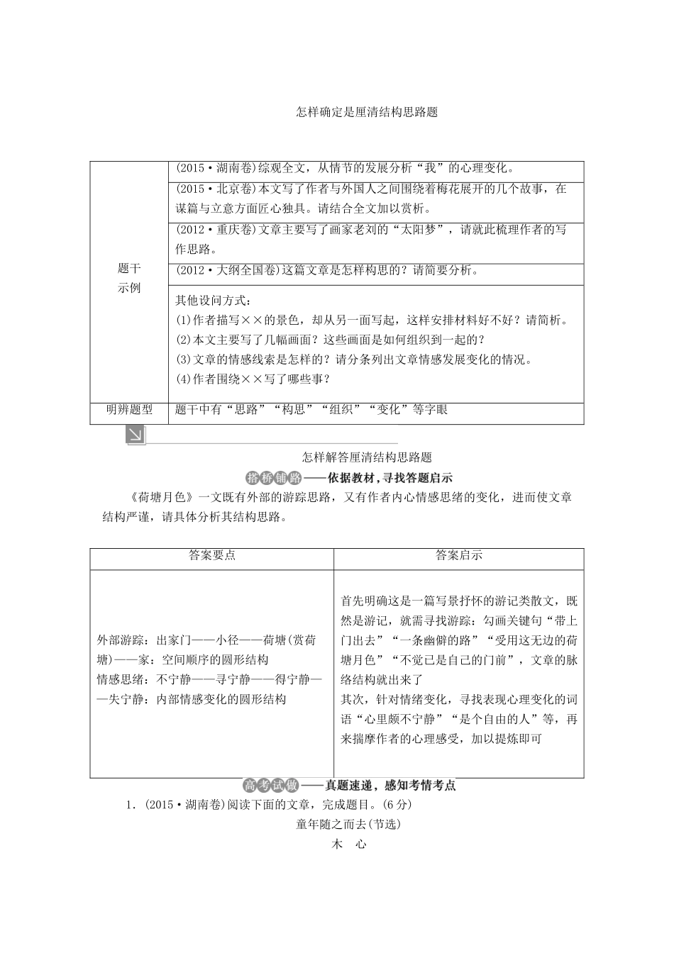 （浙江专用）高考语文一轮复习 第5部分 专题二 散文阅读 2 1 高考命题点一 厘清结构思路分析句段作用教学案 苏教版-苏教版高三全册语文教学案_第2页