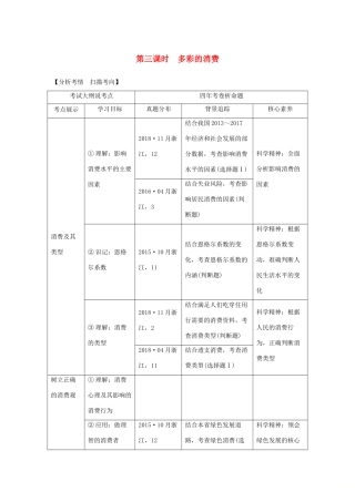（浙江选考）高考政治一轮复习 经济生活 第一单元 生活与消费 第三课时 多彩的消费讲义-人教版高三全册政治学案