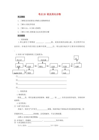 （考前冲刺必备）2013高考化学 不可不知的60大考点 考点28 铝及其化合物