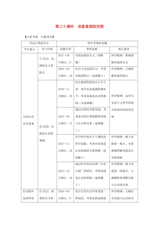 （浙江选考）高考政治一轮复习 生活与哲学 第二单元 探索世界与追求真理 第三十课时 求索真理的历程讲义-人教版高三全册政治学案