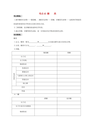 （考前冲刺必备）2013高考化学 不可不知的60大考点 考点45 糖 类