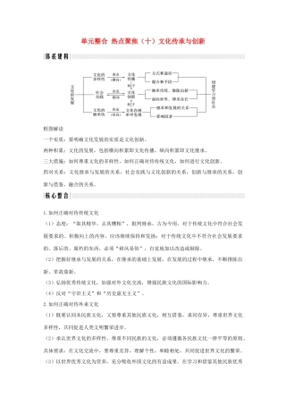 （浙江选考）高考政治一轮复习 文化生活 单元整合 热点聚焦（十）文化传承与创新讲义-人教版高三全册政治学案