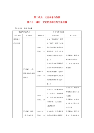 （浙江选考）高考政治一轮复习 文化生活 第二单元 文化传承与创新 第二十一课时 文化的多样性与文化传播讲义-人教版高三全册政治学案