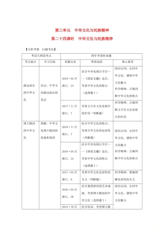（浙江选考）高考政治一轮复习 文化生活 第三单元 中华文化与民族精神 第二十四课时 中华文化与民族精神讲义-人教版高三全册政治学案