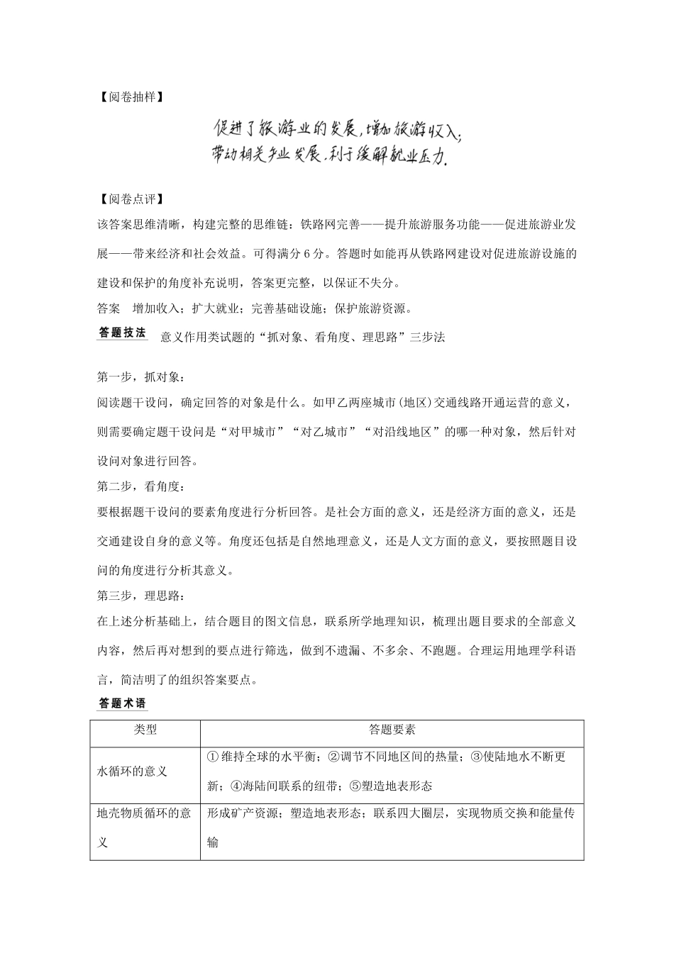 （浙江专用）高考地理复习 题型增分练 题型二 综合题 题类5 意义作用类学案-人教版高三全册地理学案_第2页
