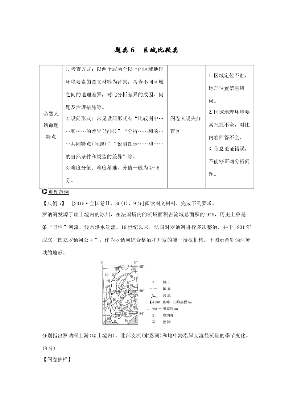 （浙江专用）高考地理复习 题型增分练 题型二 综合题 题类6 区域比较类学案-人教版高三全册地理学案_第1页