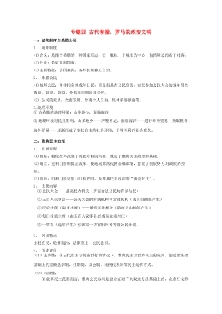 （知识强记）2015届高考历史二轮复习 专题四 古代希腊，罗马的政治文明