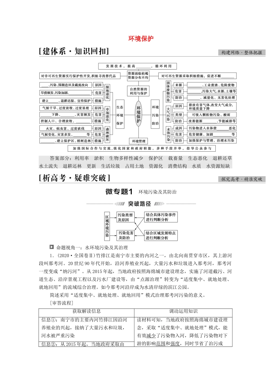 （统考版）高考地理二轮复习 第1部分 专题知识突破11 环境保护学案-人教版高三全册地理学案_第1页