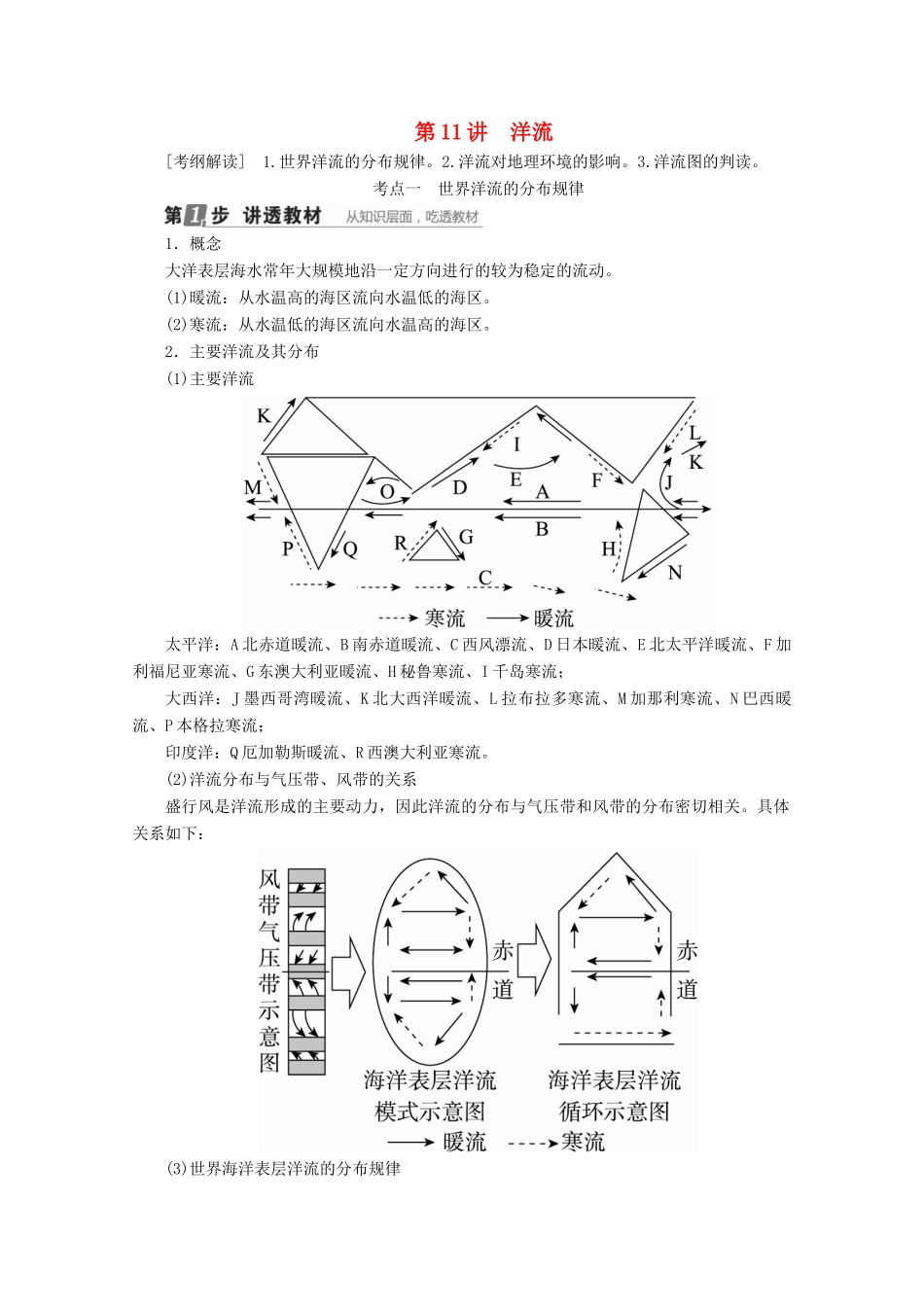 （课标通用）高考地理大一轮复习 第11讲 洋流学案 新人教版-新人教版高三全册地理学案_第1页
