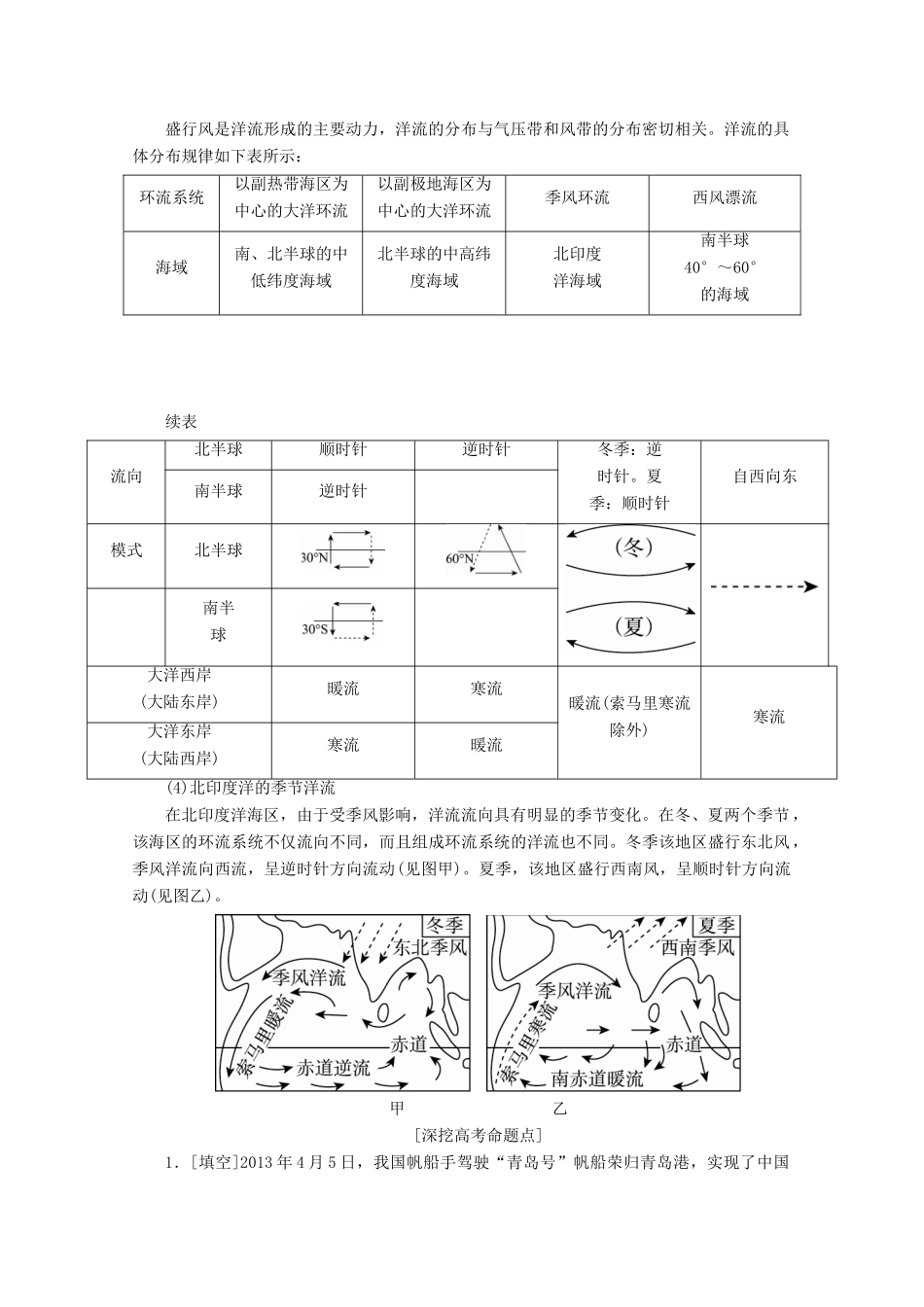（课标通用）高考地理大一轮复习 第11讲 洋流学案 新人教版-新人教版高三全册地理学案_第2页