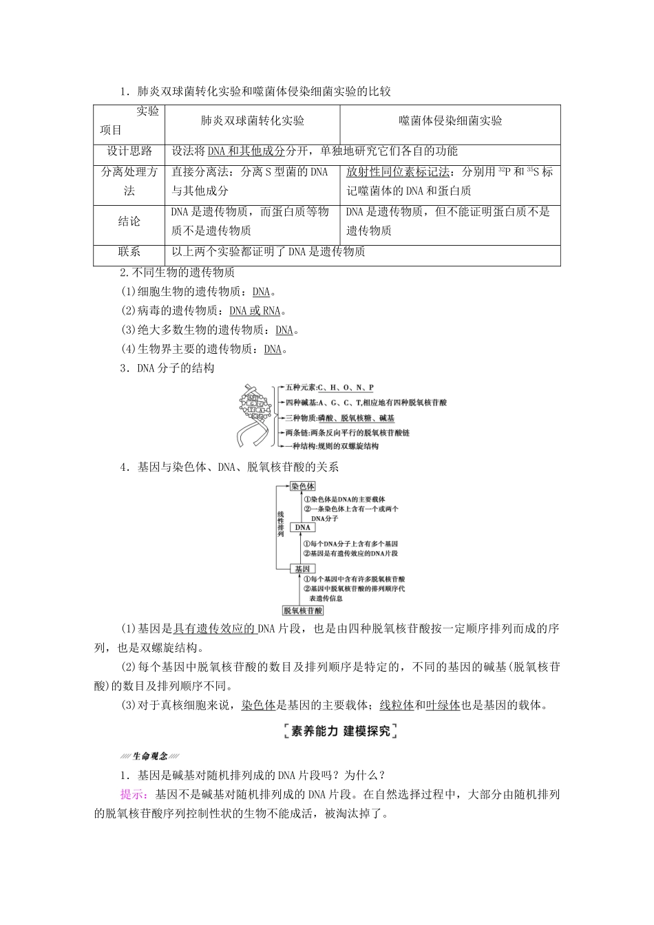 （统考版）高考生物二轮复习 第1部分 专题素能提升 专题3 第1讲 遗传的分子基础学案-人教版高三全册生物学案_第3页