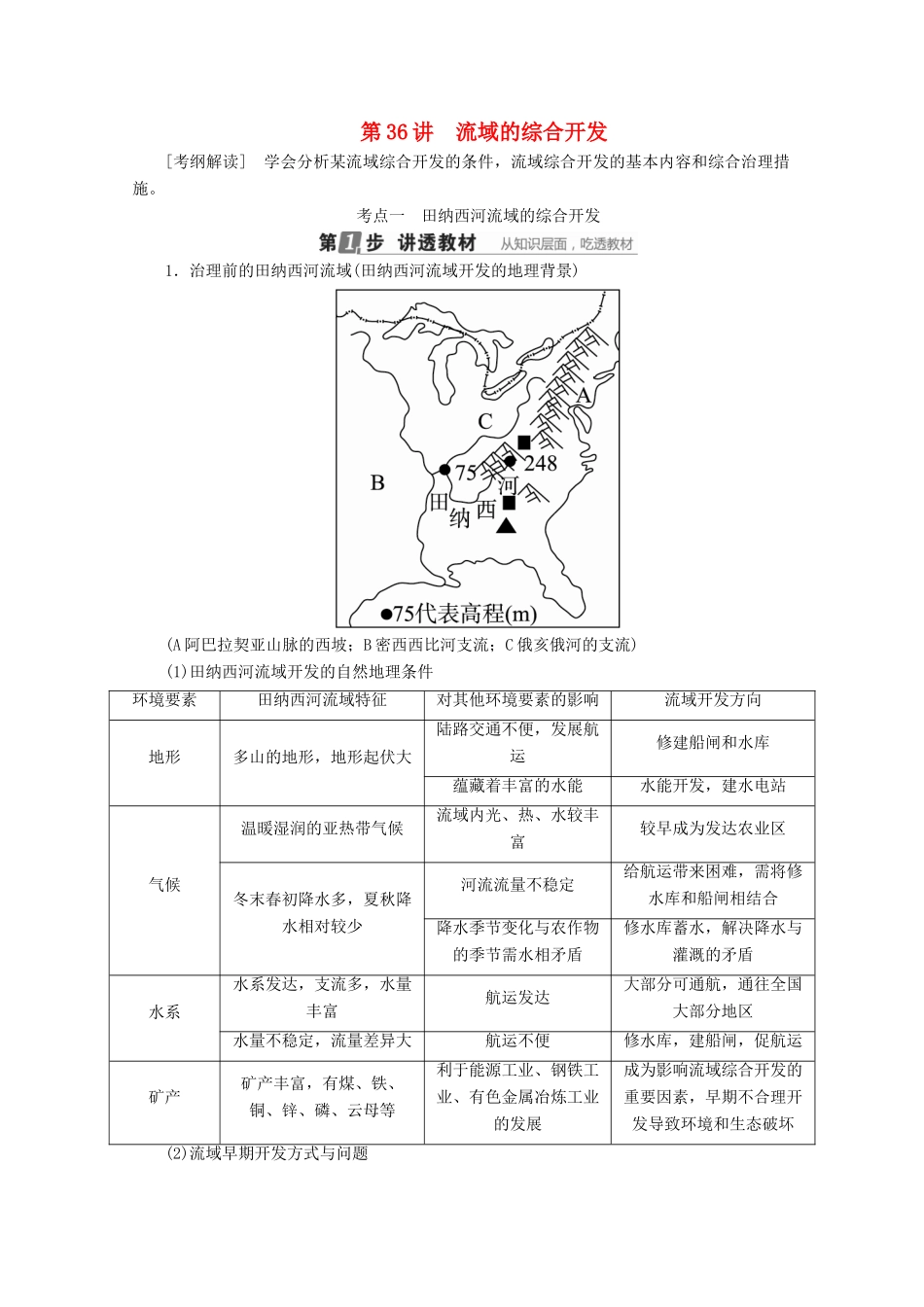 （课标通用）高考地理大一轮复习 第36讲 流域的综合开发学案 新人教版-新人教版高三全册地理学案_第1页