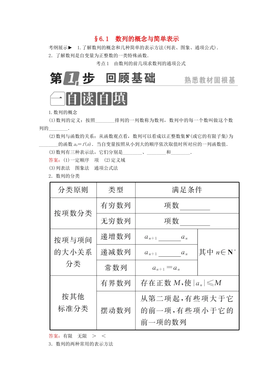 （课标通用）高考数学一轮复习 第六章 数列 6.1 数列的概念与简单表示学案 理-人教版高三全册数学学案_第1页