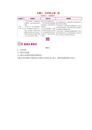 （课标通用）高考英语一轮复习 专题8 名词和主谓一致教学案-人教版高三全册英语教学案