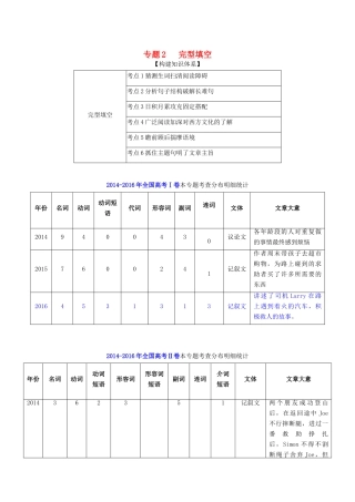 （讲练测）高考英语二轮复习 专题02 完形填空（讲）（含解析）-人教版高三全册英语学案