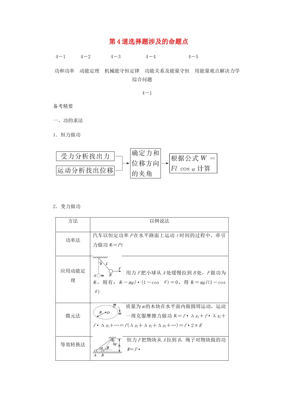 （课标通用）新高考物理二轮复习 选择题逐题突破 第四道 选择题涉及的命题点教学案-人教版高三全册物理教学案_第1页