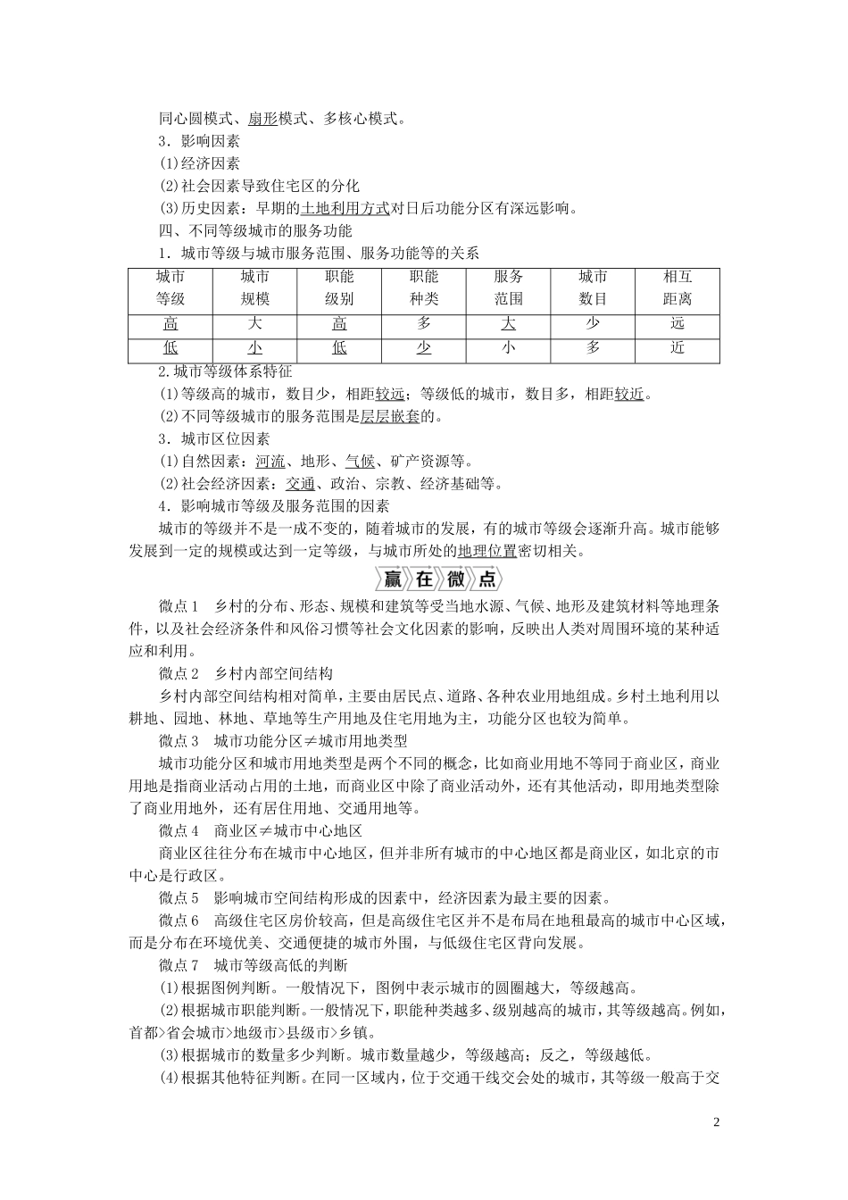 （选考）新高考地理一轮复习 第八章 乡村与城镇 第21讲 乡村和城镇空间结构教学案 新人教版-新人教版高三全册地理教学案_第2页