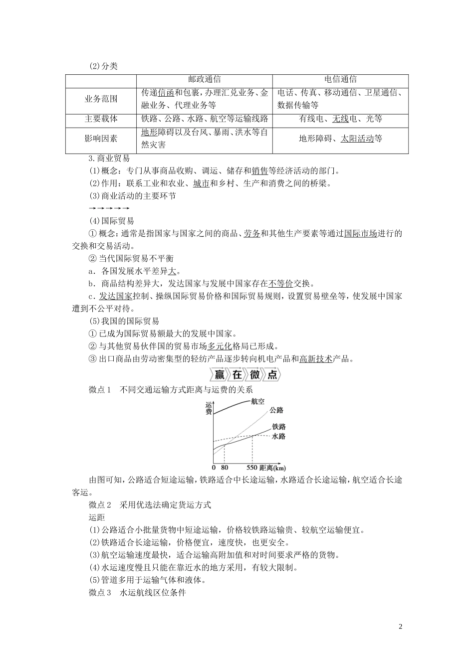 （选考）新高考地理一轮复习 第九单元 人类活动的地域联系 第28讲 人类活动地域联系的主要方式、交通运输布局教学案 鲁教版-鲁教版高三全册地理教学案_第2页