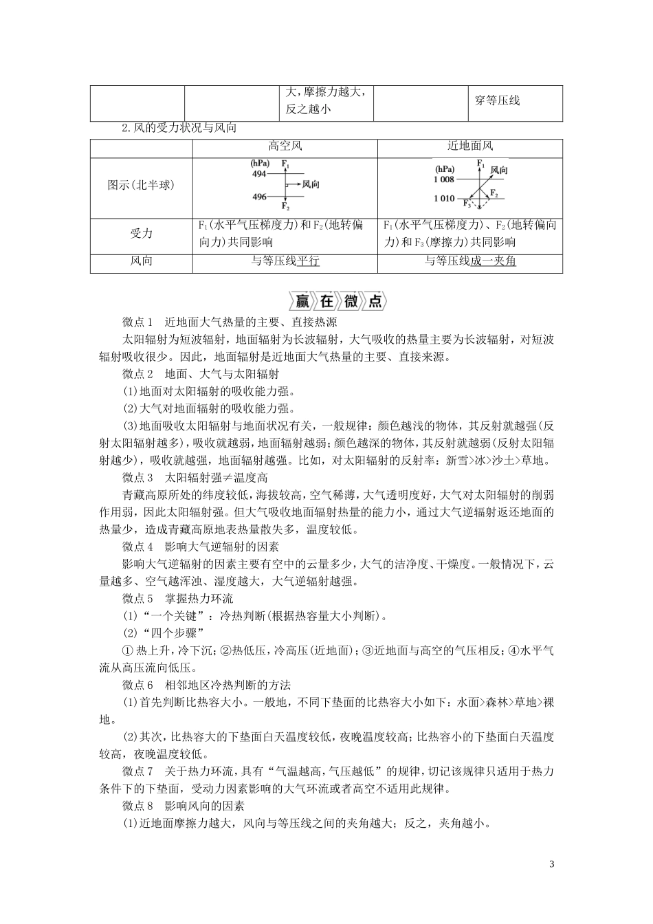 （选考）新高考地理一轮复习 第三单元 从地球圈层看地理环境 第10讲 大气的热状况与大气运动教学案 鲁教版-鲁教版高三全册地理教学案_第3页