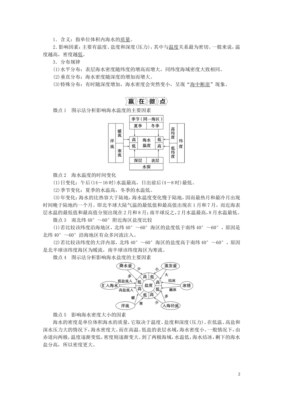 （选考）新高考地理一轮复习 第三单元 从地球圈层看地理环境 第15讲 海水的性质教学案 鲁教版-鲁教版高三全册地理教学案_第2页