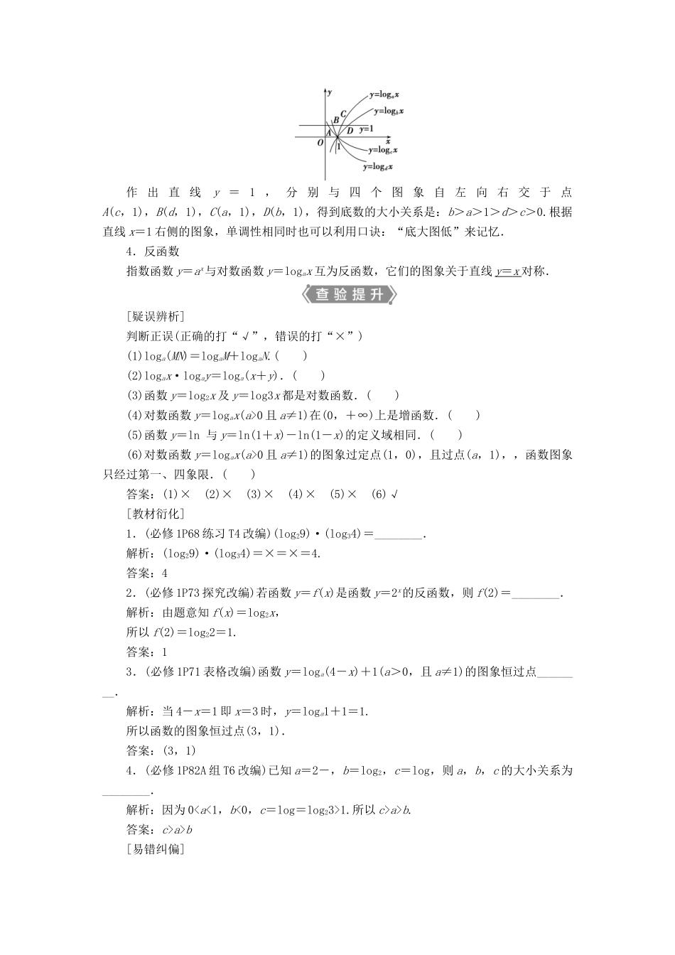 （浙江专用）新高考数学一轮复习 第二章 函数概念与基本初等函数 6 第6讲 对数与对数函数教学案-人教版高三全册数学教学案_第2页