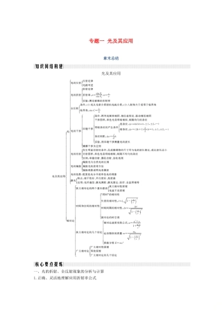 （课改地区专用）高考物理总复习 专题一 光及其应用章末总结学案 新人教版-新人教版高三全册物理学案