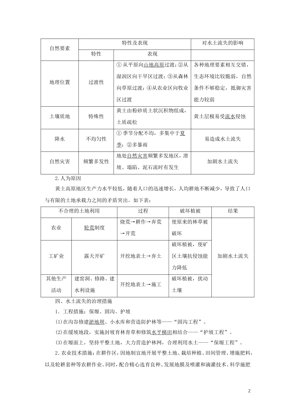 （选考）新高考地理一轮复习 第十二单元 区域资源、环境与可持续发展 第35讲 区域水土流失及其治理——以黄土高原为例教学案 鲁教版-鲁教版高三全册地理教学案_第2页