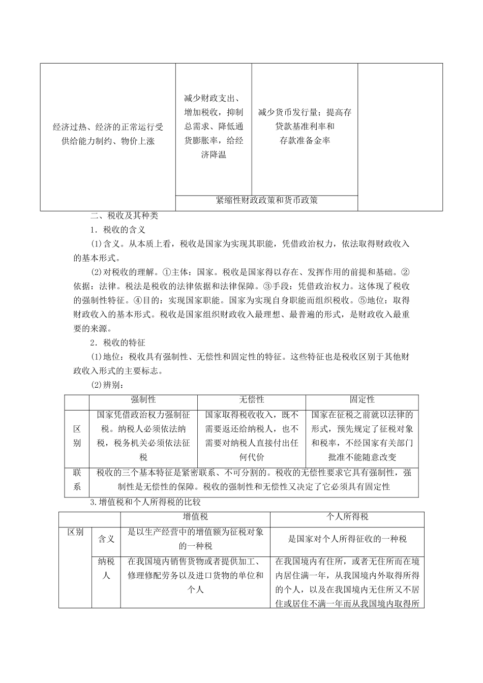（课堂设计）2013-2014高中政治 第九课 财政与税收本课总结学案 新人教版必修1_第3页