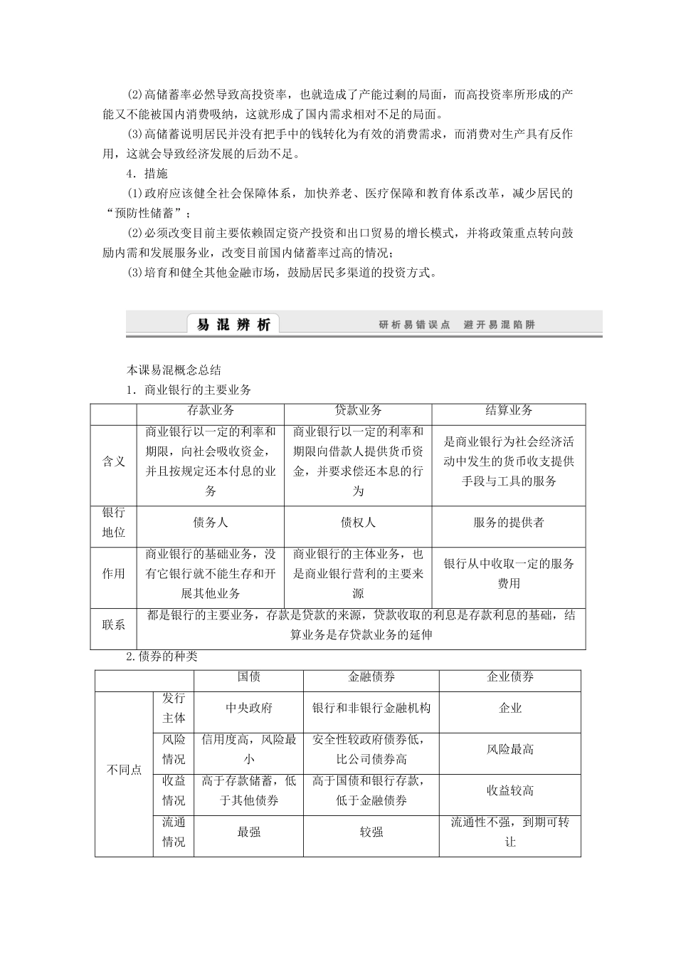 （课堂设计）2013-2014高中政治 第六课 投资理财的选择本课总结学案 新人教版必修1_第3页