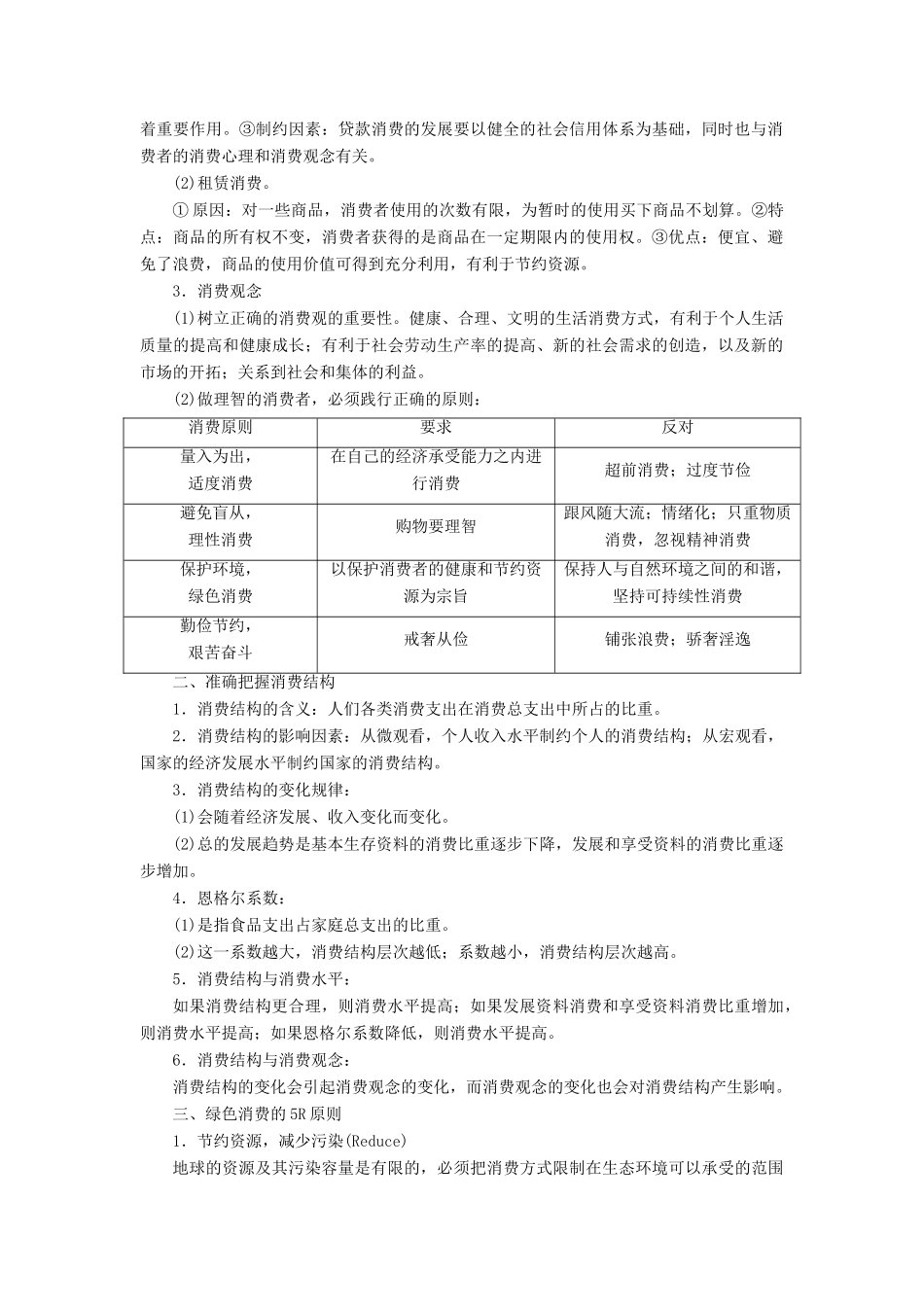 （课堂设计）2013-2014高中政治 第三课 多彩的消费本课总结学案 新人教版必修1_第2页