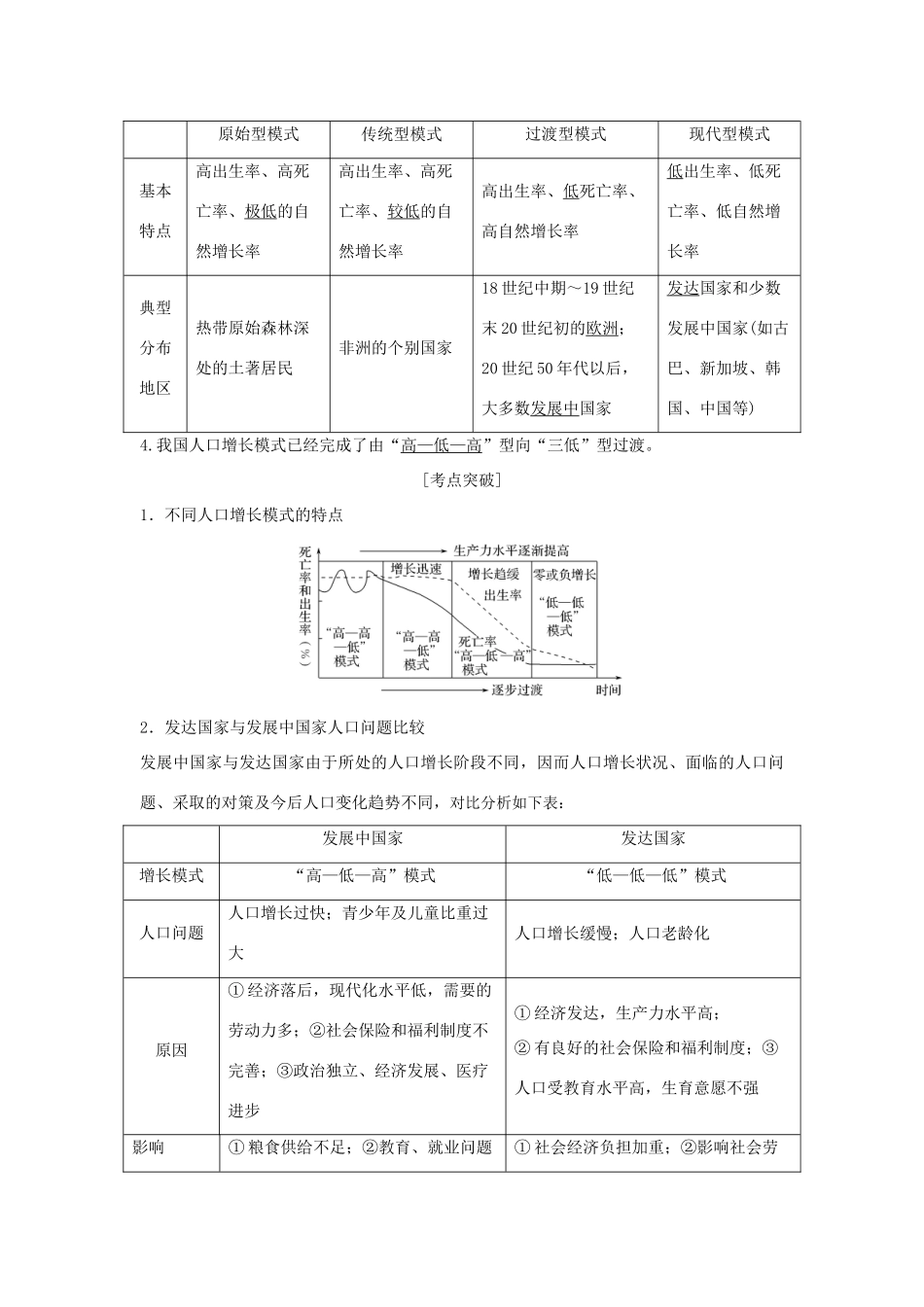 （浙江专版）高考地理一轮复习 第一章 人口与环境 第一讲 人口增长模式与人口合理容量创新学案 必修2-人教版高三必修2地理学案_第2页